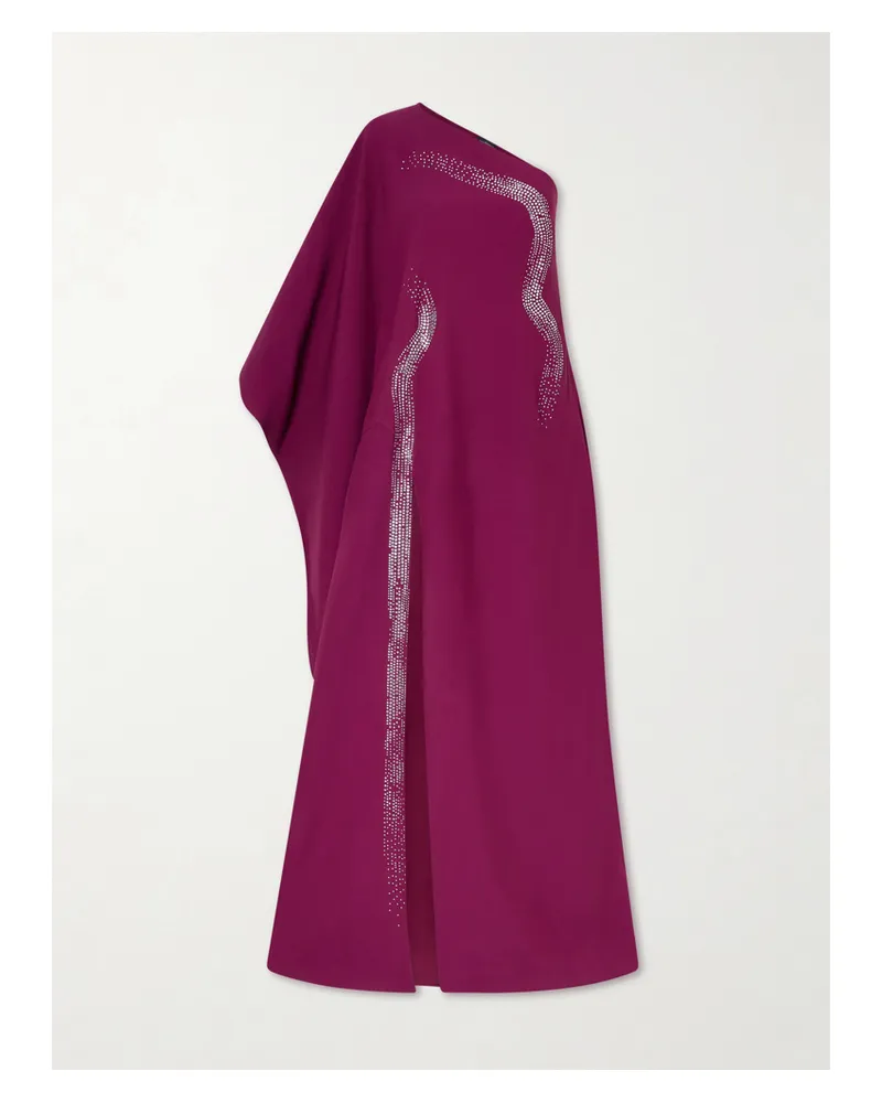 Taller Marmo Palladium One-shoulder Crystal-embellished Crepe-cady Gown - Purple Purple