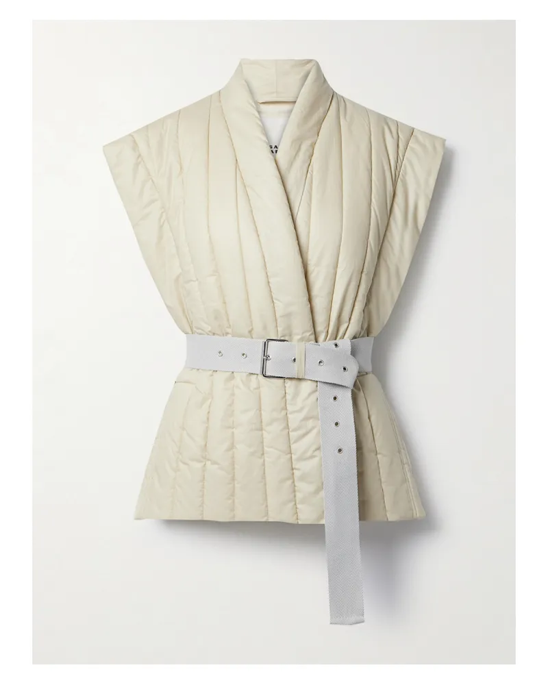 Isabel Marant Ajali Wattierte Weste Aus Gestepptem Shell Aus Einer Baumwollmischung Mit Gürtel - Ecru Ecru