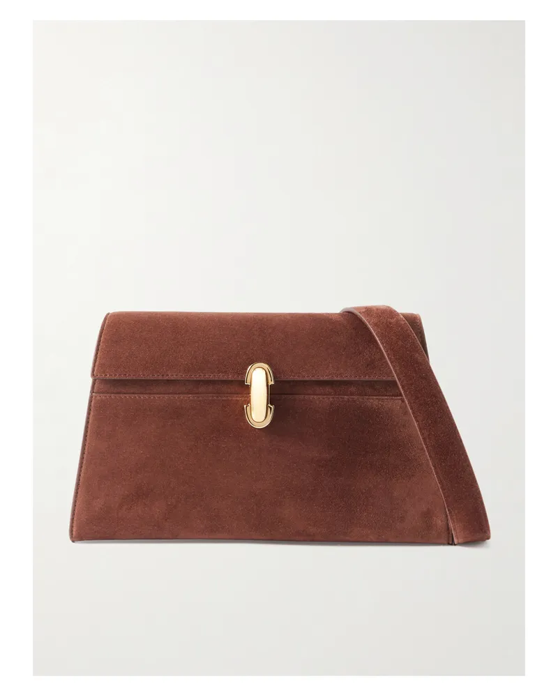 SAVETTE Symmetry Suede Shoulder Bag - Brown Brown