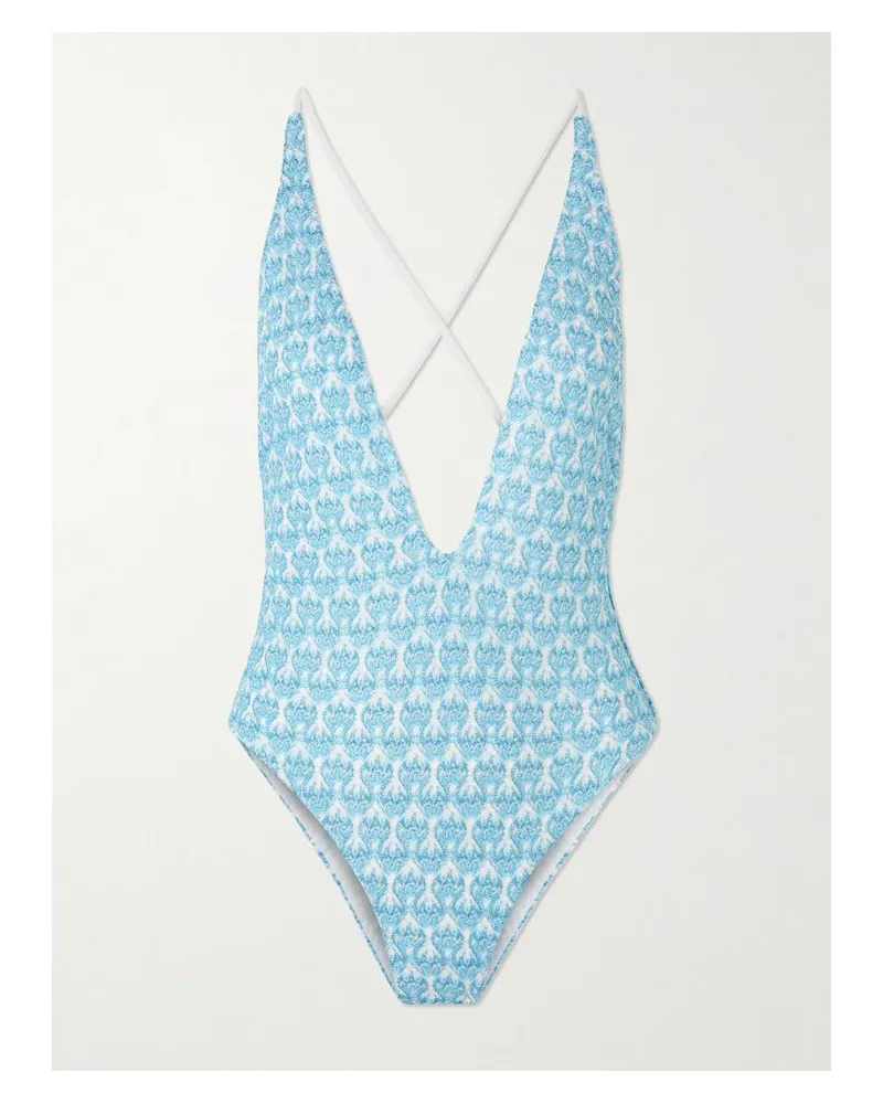 Missoni Mare Badeanzug Aus Häkelstrick In Metallic-optik - Blau Blau