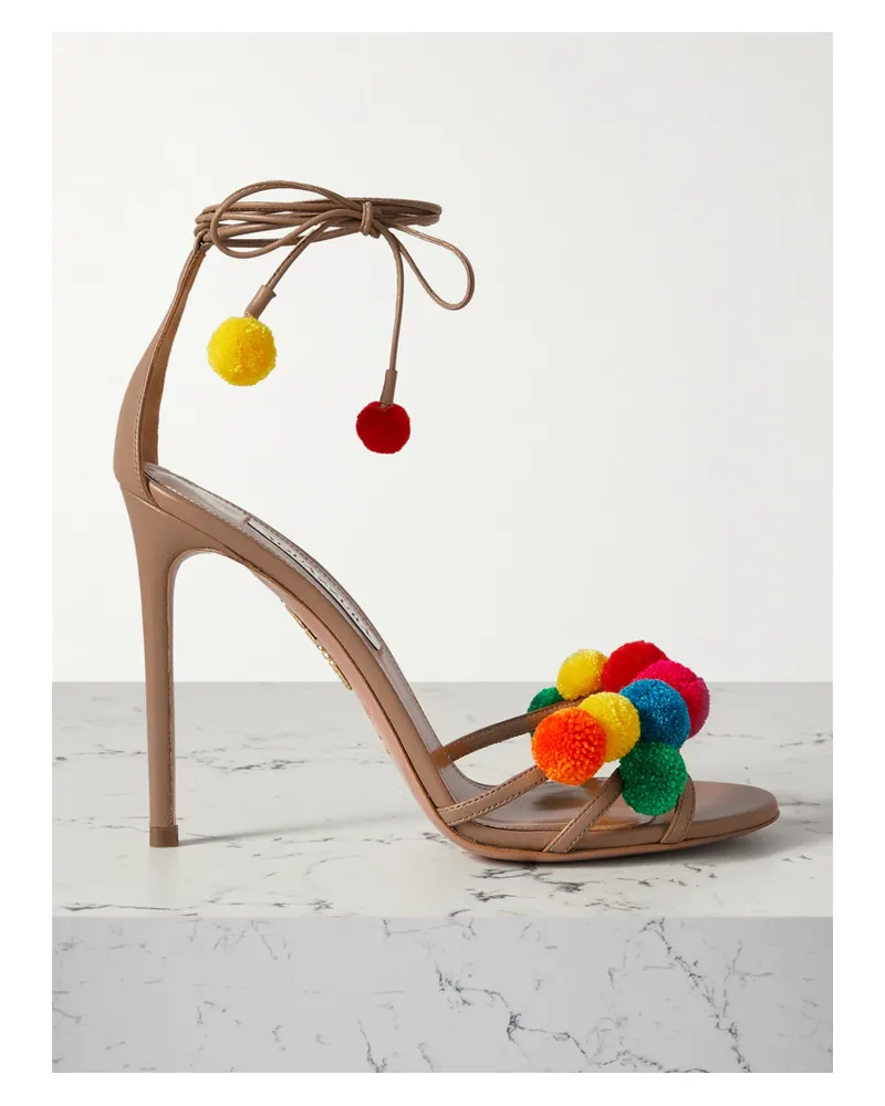 Aquazzura Fiesta 105 Sandalen Aus Leder Mit Verzierungen - Neutral Neutral