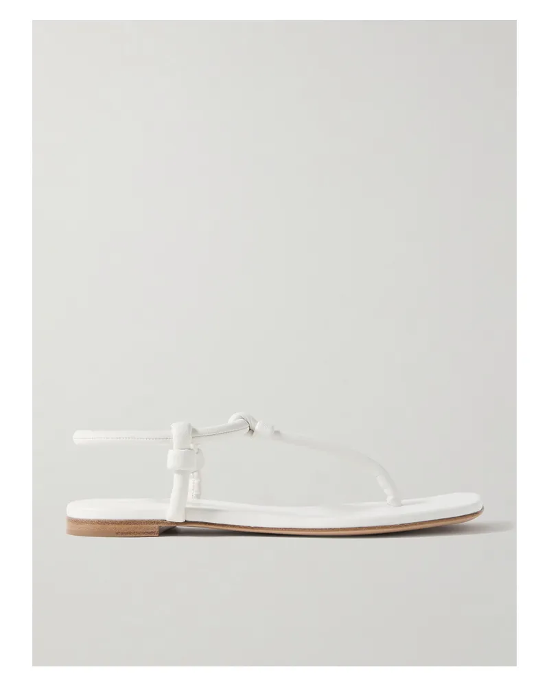 Gianvito Rossi Juno Thong Knotted Leather Sandals - White White