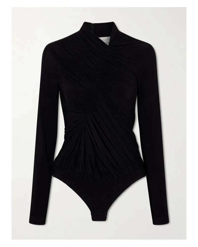 Stella McCartney Draped Crepe-jersey Bodysuit - Black Black