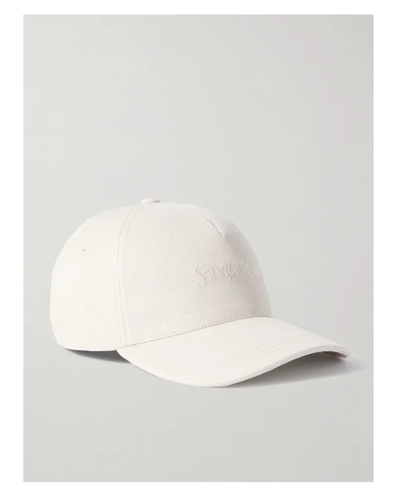 Saint Laurent Embroidered Cotton-corduroy Baseball Cap - Ivory Ivory