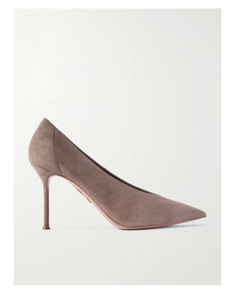 Aquazzura Voltaire 85 Suede Pumps - Brown Brown