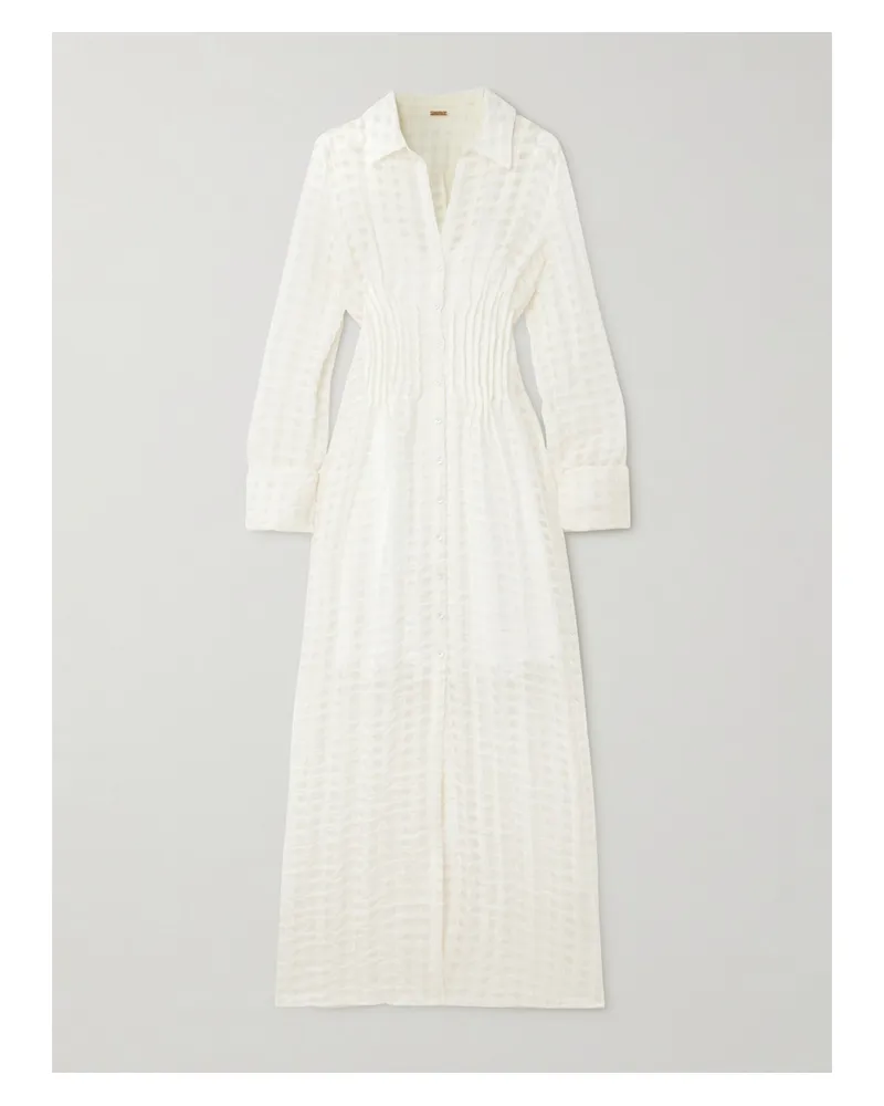 Cult Gaia Pernille Strandkleid Aus Strukturiertem Webstoff Mit Karomuster - Wollweiß Wollweiß