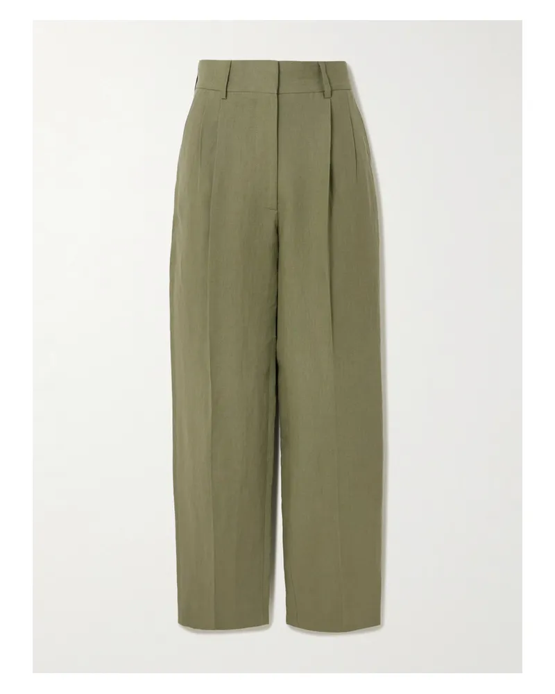 Blazé Milano Fox Hose Mit Geradem Bein Aus Leinen Mit Bundfalten - Grün Grün
