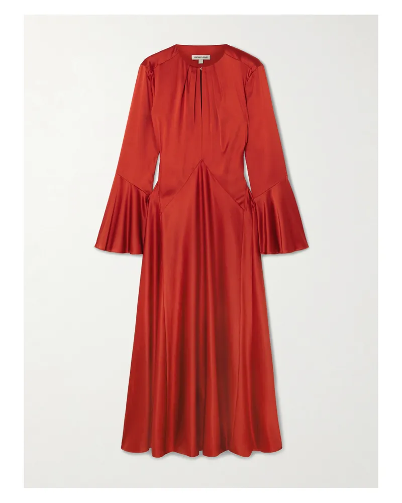 Veronica Beard Ezri Pleated Silk-blend Satin Maxi Dress - Red Red