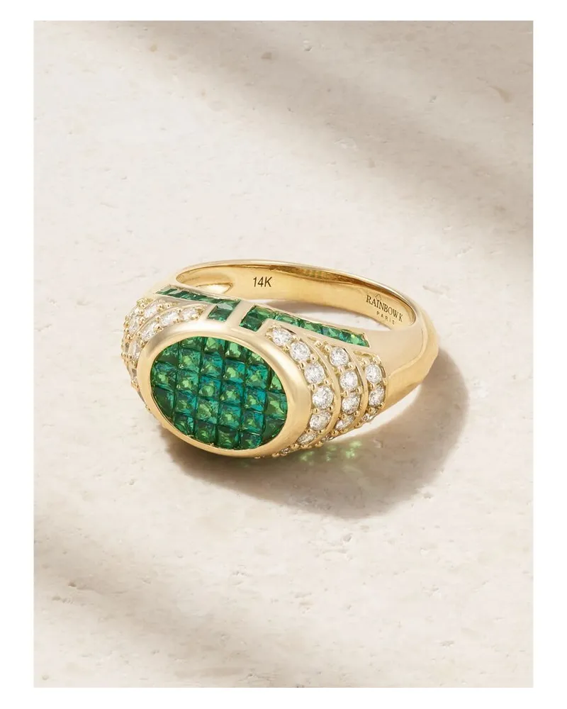 Rainbow K Lady Ring Aus 14 Karat Gold Mit Smaragden Und Diamanten Gold