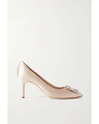 Manolo Blahnik Hangisi 70 Pumps aus Satin mit Kristallen Neutral