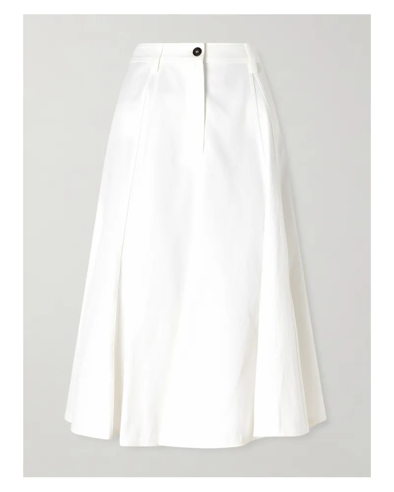 Brunello Cucinelli Cotton-blend Twill Midi Skirt - White White