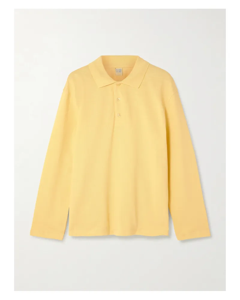 Flore Flore Diana Organic Cotton-piqué Polo Shirt - Yellow Yellow
