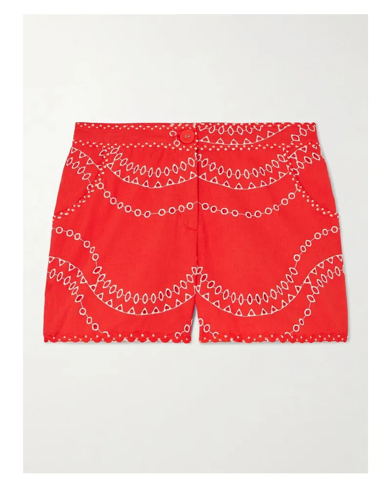 Charo Ruiz Drea Shorts Aus Einer Baumwollmischung Mit Lochstickerei - Rot Rot