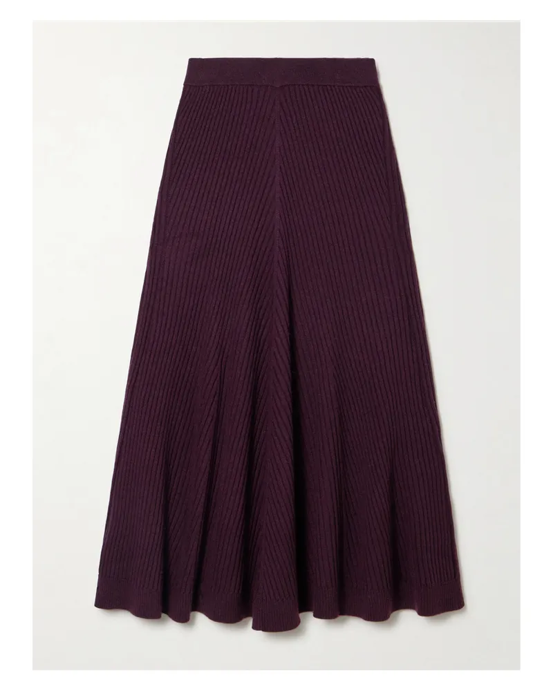 Victoria Beckham Midirock Aus Gerippter Merinowolle - Burgunder Burgunder