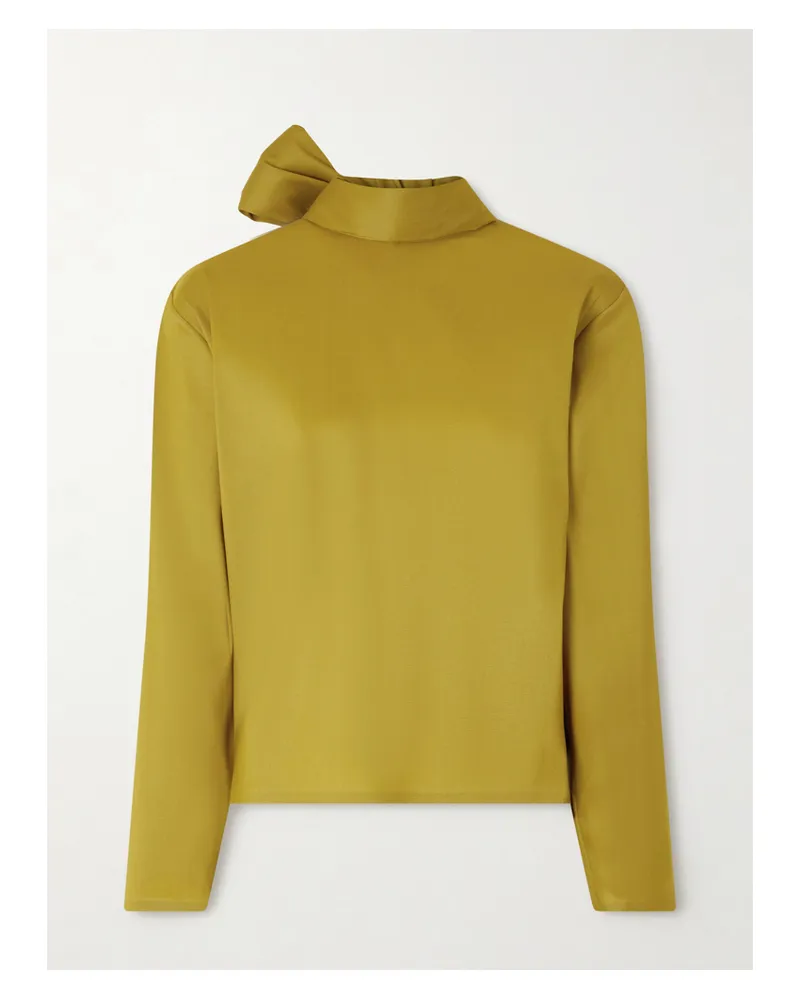 Saint Laurent Scarf-detailed Silk-blend Organza Blouse - Green Green