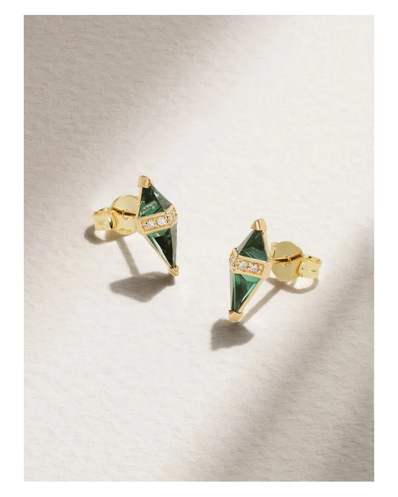 Sorellina Pietra Ohrstecker Aus 18 Karat Gold Mit Quarzen Und Diamanten Gold