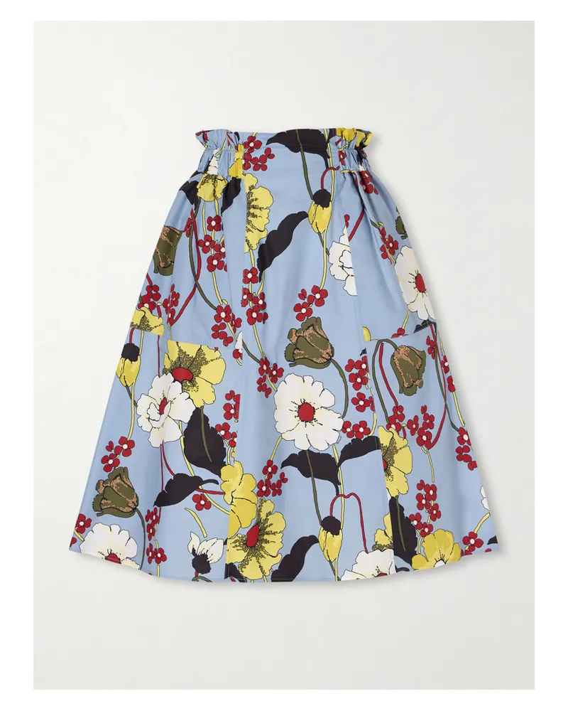 Marni Midirock Aus Baumwollpopeline Mit Blumenprint - Blau Blau