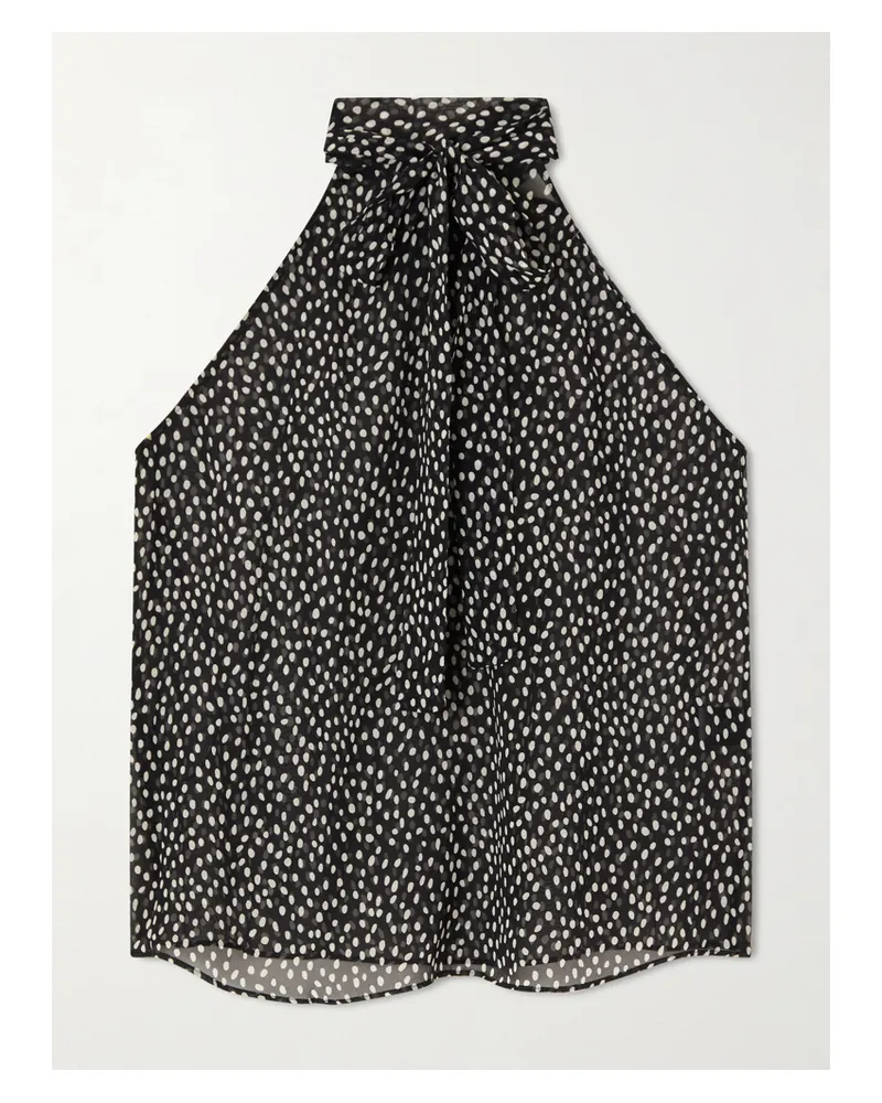 Nili Lotan Alla Halterneck Polka-dot Silk-chiffon Blouse - Black Black
