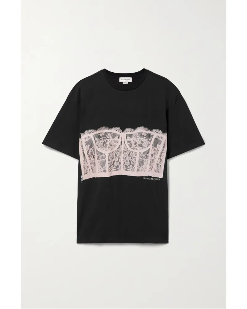 Alexander McQueen T-shirt aus Baumwoll-jersey mit Print Schwarz