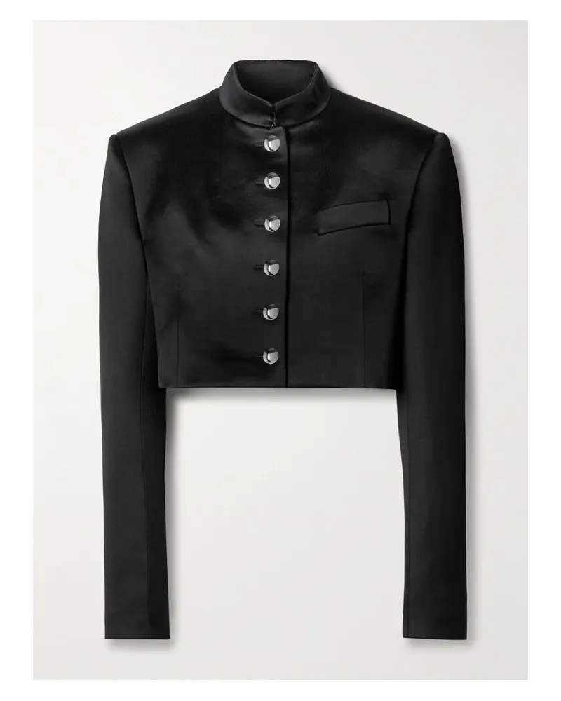 KHAITE Samuelson Verkürzte Jacke Aus Duchesse-satin - Schwarz Schwarz