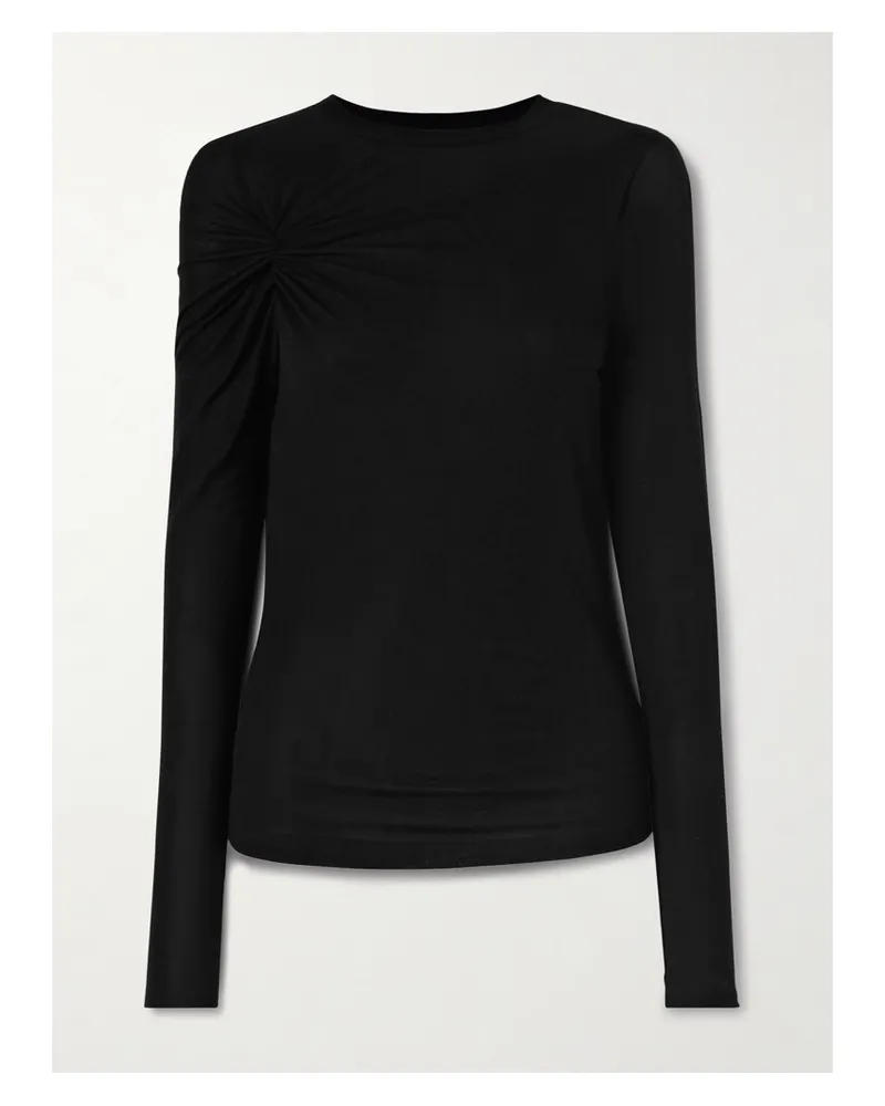 AGOLDE Lissa Gathered Jersey Top - Black Black