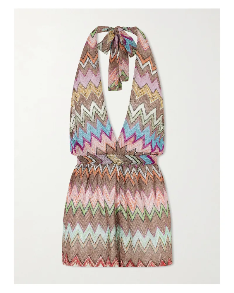 Missoni Metallic Crochet-knit Halterneck Playsuit - Multi Multi