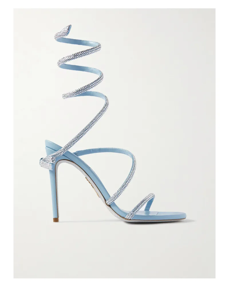 René Caovilla Cleo Sandalen Aus Satin Mit Kristallen - Blau Blau