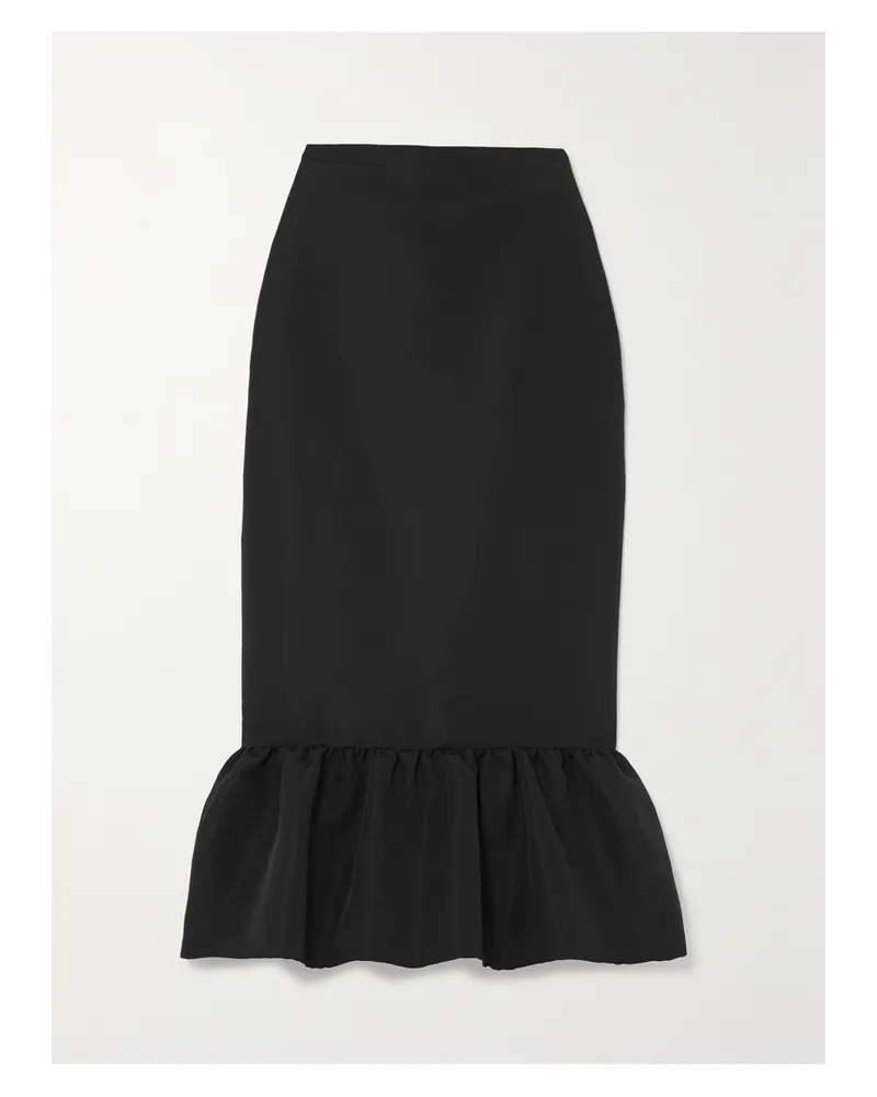 Brandon Maxwell Midirock Aus Seiden-twill Mit Volant - Schwarz Schwarz
