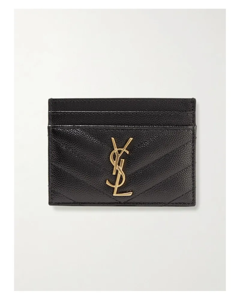 Saint Laurent Monogramme Gestepptes Kartenetui Aus Strukturiertem Leder - Schwarz Schwarz