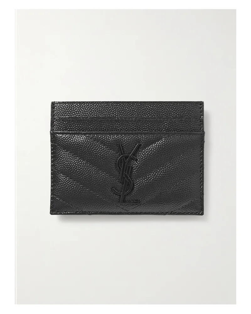 Saint Laurent Monogramme Quilted Textured-leather Cardholder - Black Black