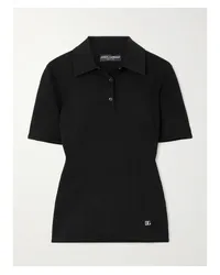 Dolce & Gabbana Polohemd aus Jersey mit Applikation Schwarz