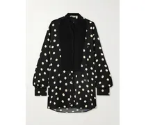 Net Sustain Oversized-hemd Aus Satin Mit Einsätzen Und Polka-dots - Schwarz