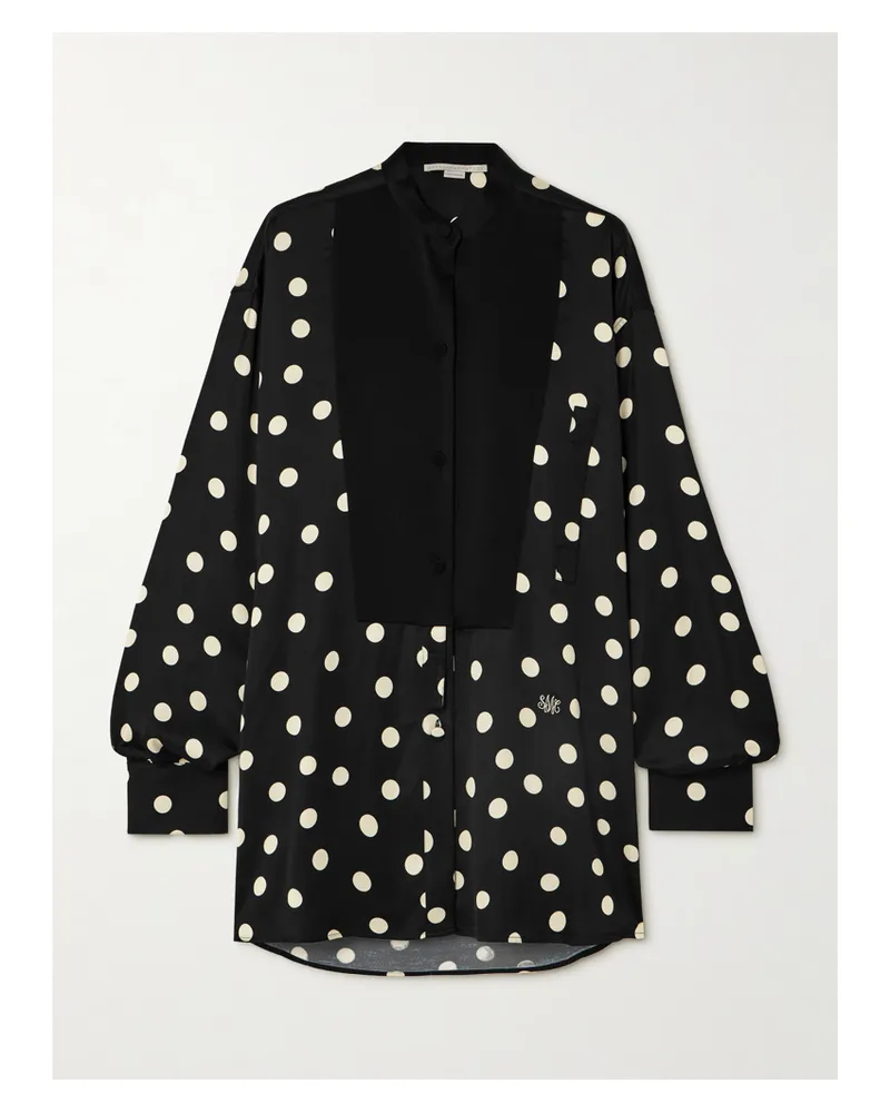 Stella McCartney Net Sustain Oversized-hemd Aus Satin Mit Einsätzen Und Polka-dots - Schwarz Schwarz