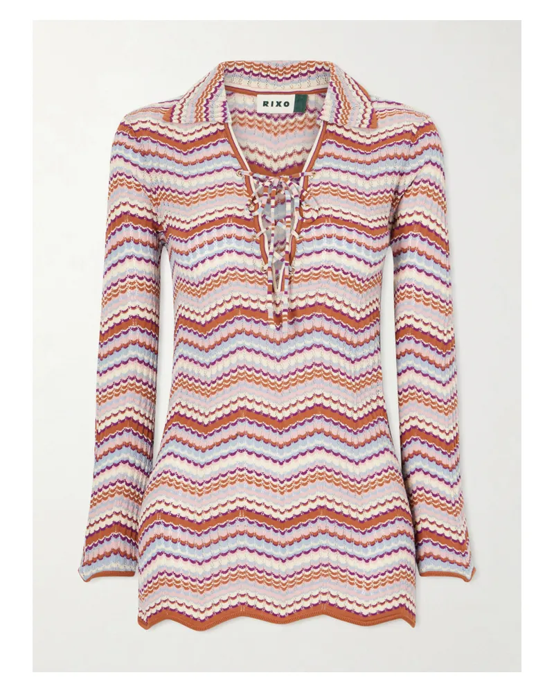 RIXO Brody Crochet-knit Cotton Top - Red Red