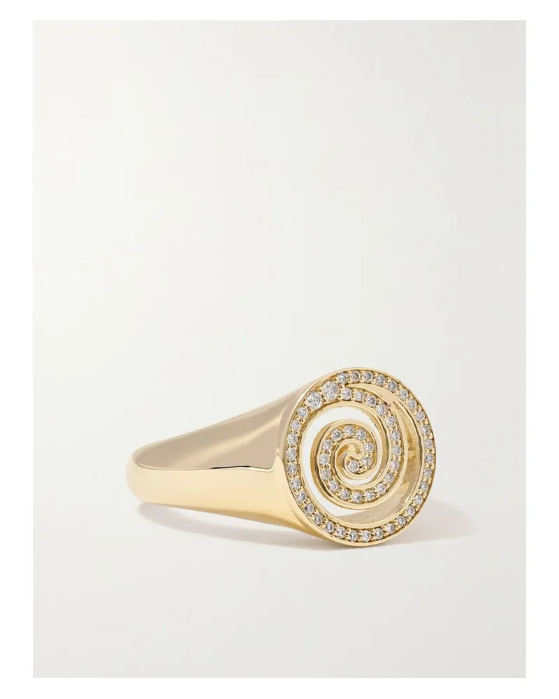 Sydney Evan Spiral Siegelring Aus 14 Karat Gold Mit Diamanten Gold