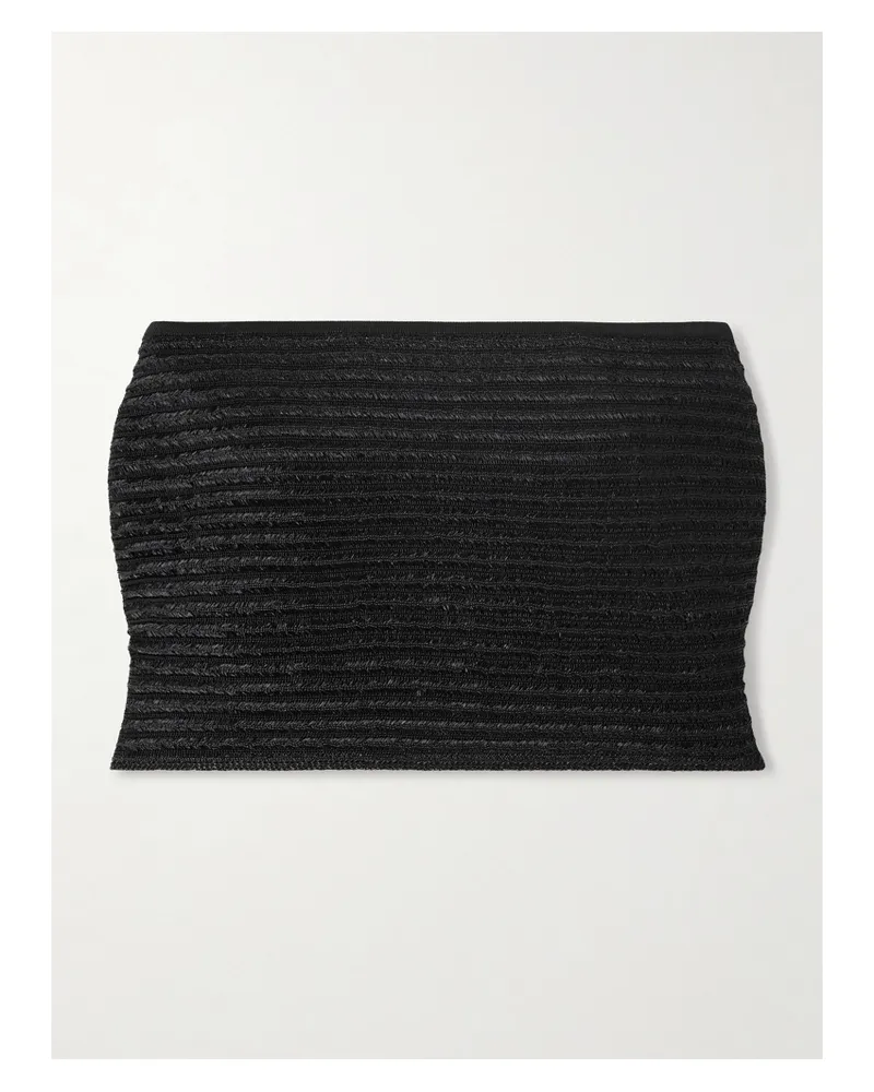 Alaïa Cropped Ribbed-knit Bandeau Top - Black Black