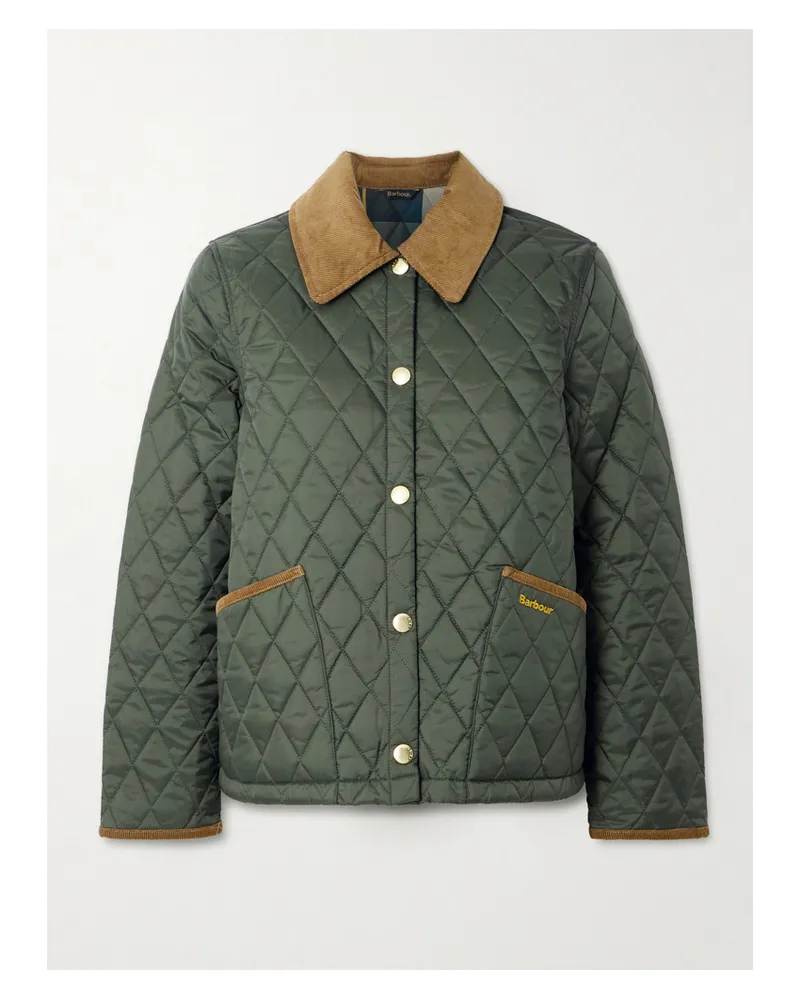 Barbour Liddesdale Steppjacke Aus Shell Mit Cordbesätzen - Grün Grün