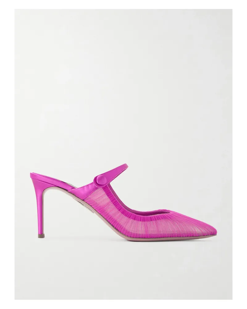 Aquazzura Voile 75 Mules Aus Tüll Mit Satinbesatz - Pink Pink