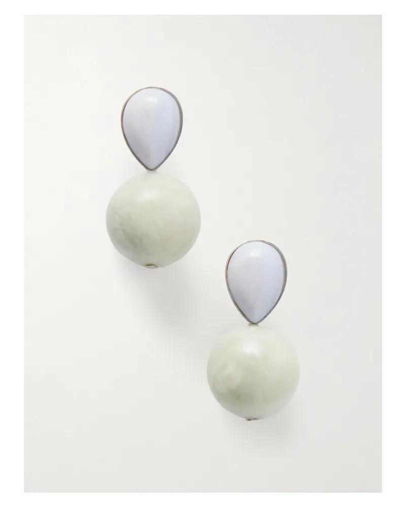 Jennifer Behr Allison Silver-tone Jade Earrings - Blue Blue