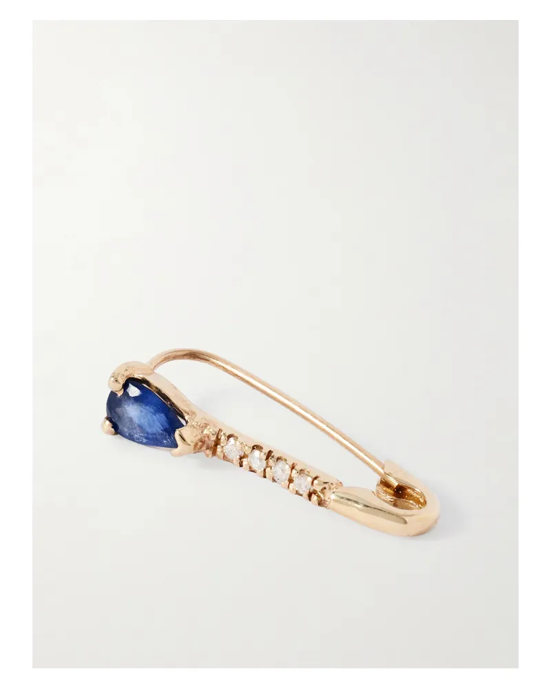 Loren Stewart Safety Pin Einzelner Ohrring Aus Gold Mit Saphir Und Diamanten Gold