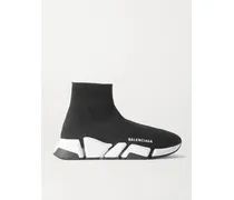 Speed 2.0 Logo-print Stretch-knit High-top Sneakers - Black