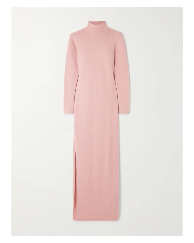 SIEDRES Maxikleid Aus Stretch-strick Mit Stehkragen Und Stickerei - Pink Pink