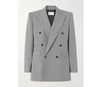 Double-breasted Wool-twill Blazer - Gray