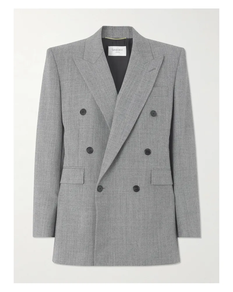 Saint Laurent Double-breasted Wool-twill Blazer - Gray Gray
