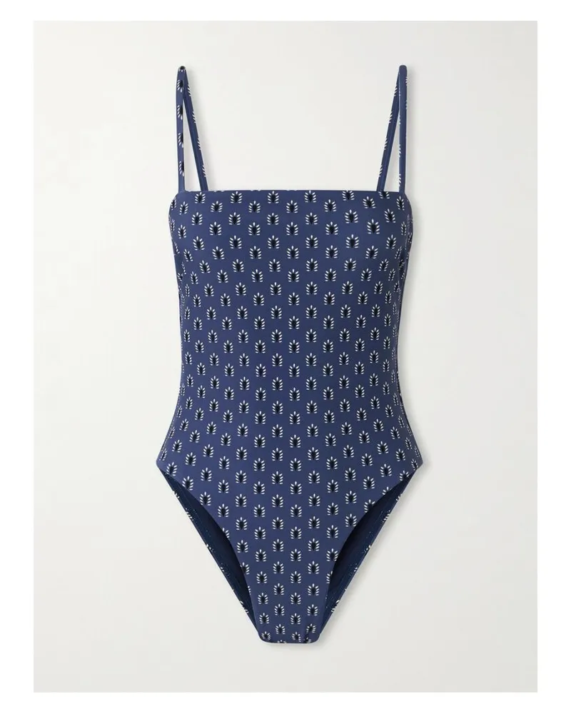 Matteau Petite Square Badeanzug Aus Recyceltem Stretch-material Mit Blumenprint - Blau Blau