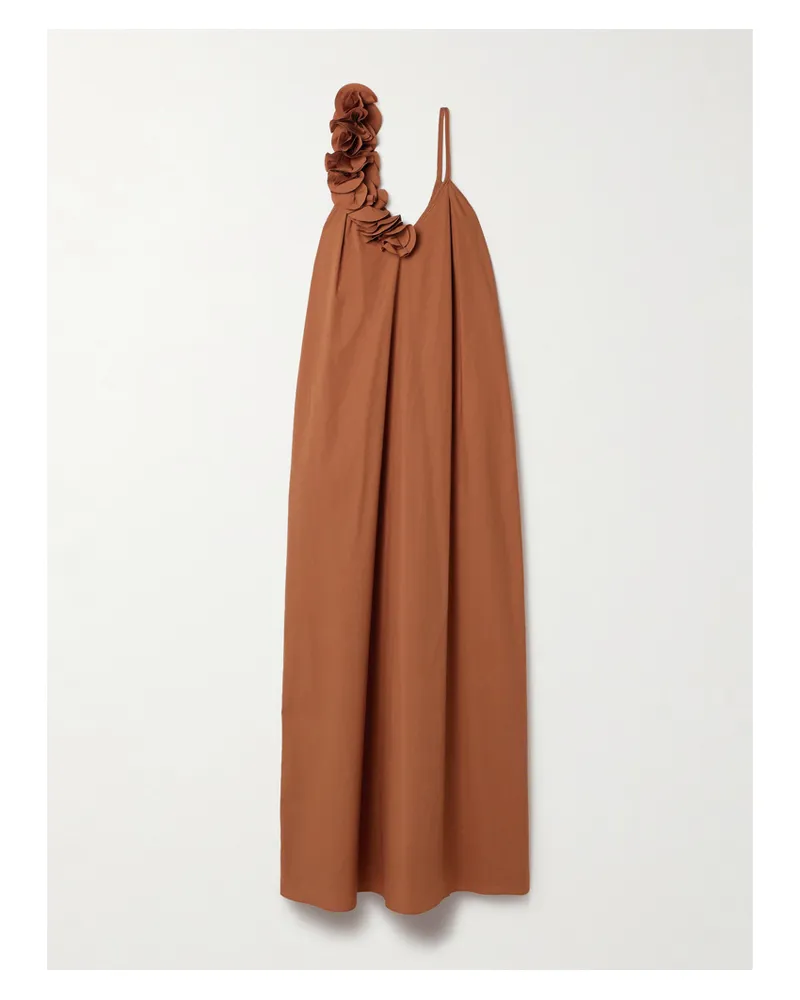Kika Vargas Net Sustain Linda Maxikleid Aus Baumwollpopeline Mit Applikationen - Braun Braun