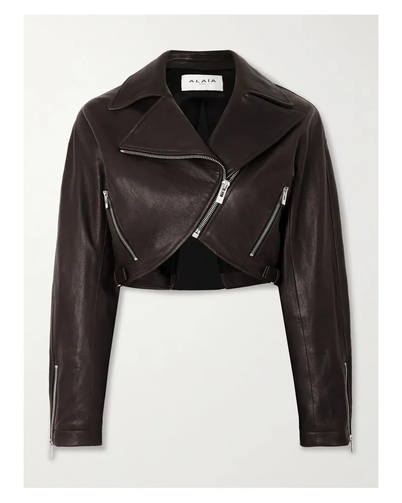 Alaïa Verkürzte Bikerjacke Aus Leder - Braun Braun