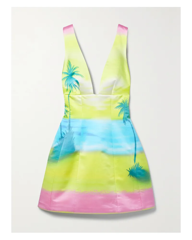 Brandon Maxwell Bedrucktes Minikleid Aus Seidensatin - Gelb Gelb