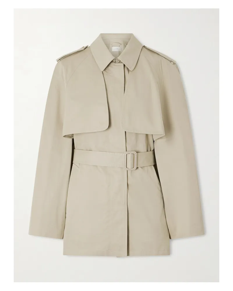 The Row Tavoris Belted Brushed Cotton-gabardine Jacket - Gray Gray