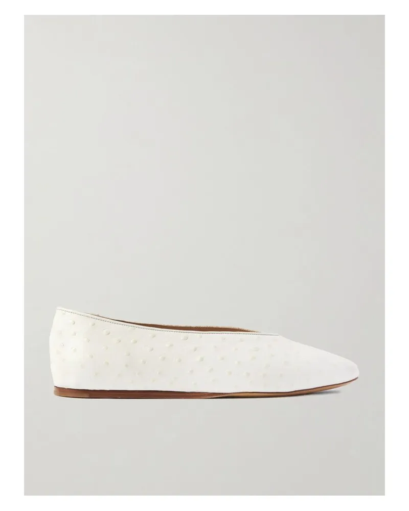 Le Monde Béryl Regency Ballerinas Aus Leder Mit Straußeneffekt - Elfenbein Elfenbein